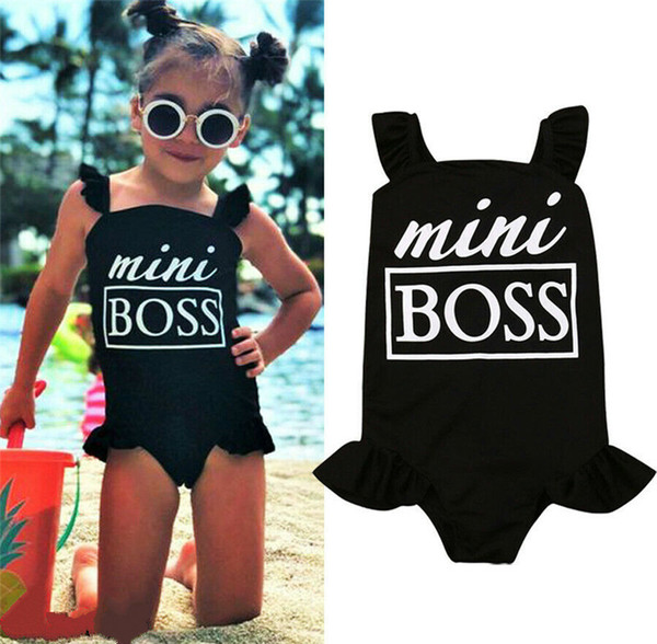 2019 Toddler Kids Girl One-Piece Swimsuit Bikini Summer Mini BOSS Swimwear Bathers Swimming Costume For Age 1-6T 35