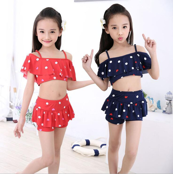 Korean Princess Bikini Children's Swimming Bathing Suit For Girls Small Middle Large Kids Two-Piece Swim Skirt Pants Wear 30