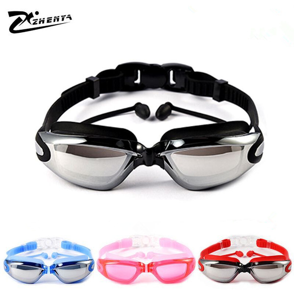 Men Women Swim Glasses Anti Fog UV Protection Swim Eyewear Professional Electroplate Waterproof Swimming Goggles with Earplug