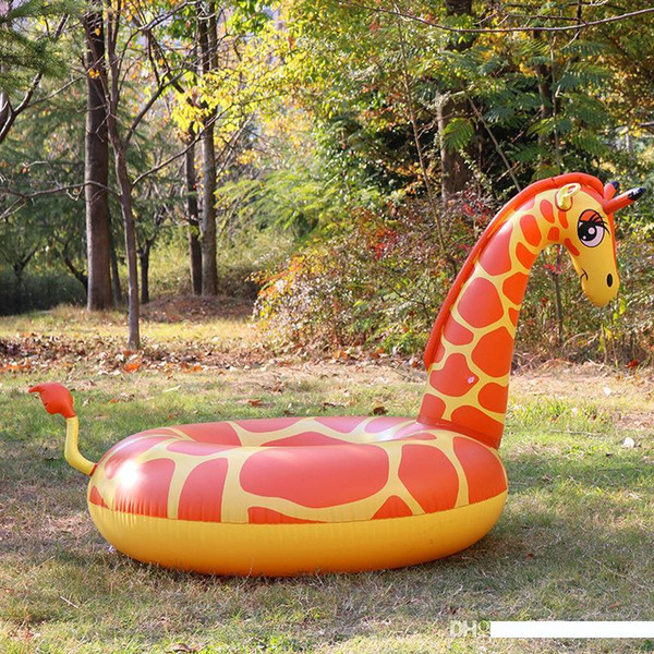 Cartoon Giraffe Swimming Ring Oversize Huge Inflatable Tubes Creative Color Chunky Floating Mat Swim Pool Props Hot Sale 32xr Z