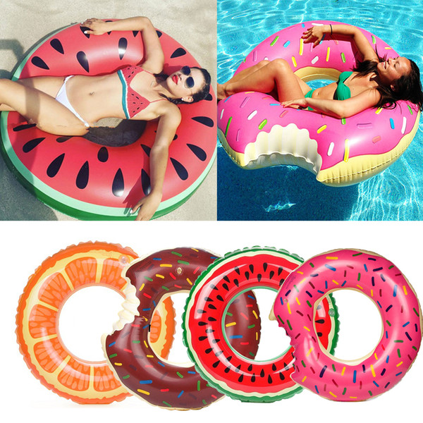 Chocolate Frosted Donut Pool Float | Giant Premium Inflatable, Summer Pool or Beach Fun, Strengthened PVC Fabric( Strawberry & Chocolate)