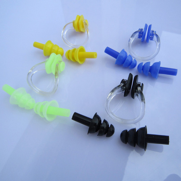 Waterproof Soft Silicone Swimming gear nose clip earplugs set anti-hydration equipment earplugs stuffy nose free shipping