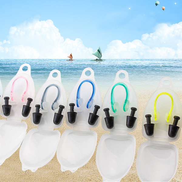 Summer swimming hot spring supplies silicone nose clip earplug set boxed children's adult waterproof earplugs free shipping