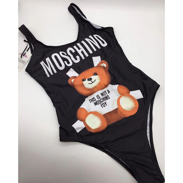 Fashion Brand Luxury Cute Bear Bikini Swimwear for Women Sexy Letter Printed Lady Bikini Swimsuit Backless Female Bathing Suit