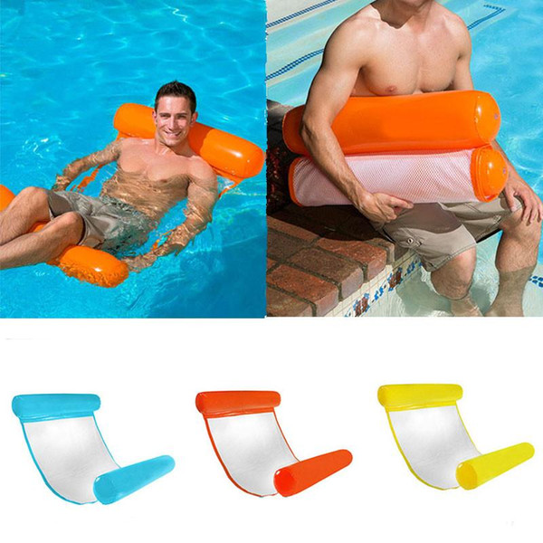 Inflatable Floats Leisure Sleeping Air Sofa Hammock Net Back Swimming Folding Floating Bed