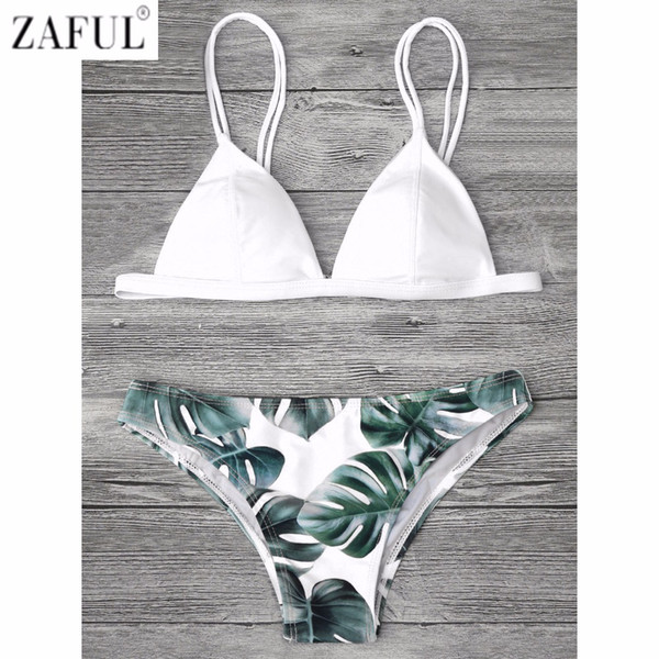 Zaful Sexy Brazilian Bikini Set Swimwear Women Swimsuit Bathing Suit Cami Palm Leaf Print Biquini Swim Suit Maillot De Bain