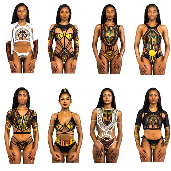 2018 Summer New Dashiki Print Swimwear African One Piece Swimsui Sexy Swimwear For Women Bathing Suit 11 Styles