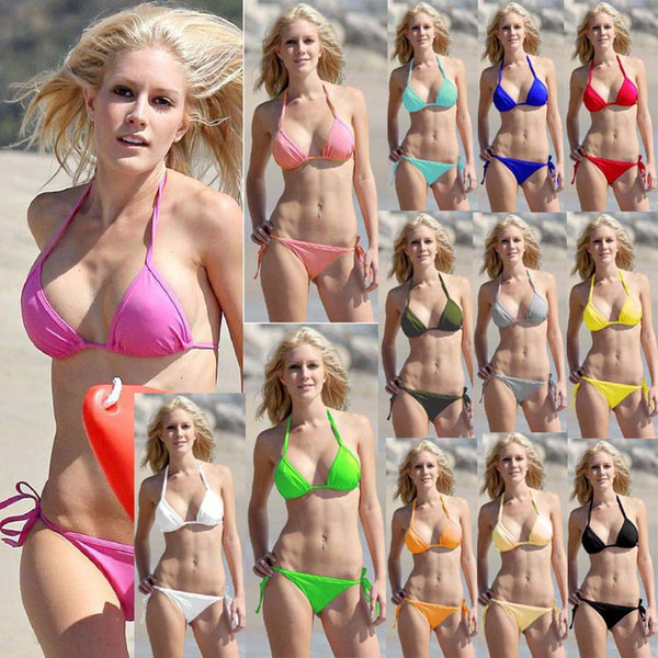 Sexy Swimwear Solid Bikinis 2018 Women Swimsuit High Neck Bikini Push Up Top Pants Set Bathing Suit Beach Swim Sport Style Biquini Wire Free