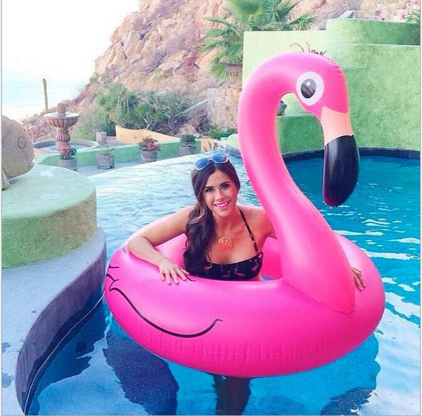 90cm Holiday Flamingo Swimming Laps Pool Party Float Toy Pink Swan Beach Swimming Ring Floating Inflatable Animal Lifebuoy pool air mattress