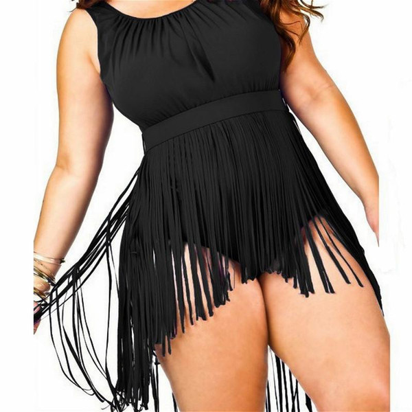 New Arrival One piece Swimsuit Fringe Bodysuits L-3XL Plus Size Swimwear Sexy Push Up Bathing Suits for Women Black White