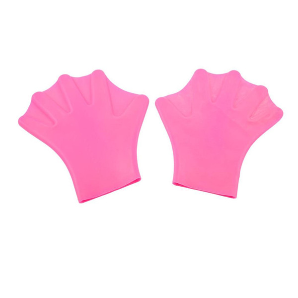 JHO-Pink Silicone Swim TraIning Accessories Webbed Gloves Paddles 2pcs