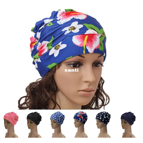 17 Colors Ladies Womens Swimming Hat Swim Bathing Turban Elasticated woman Long Hair Large Comfortable Swimming Caps