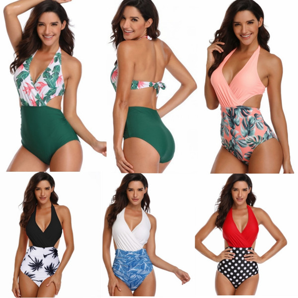 Sexy One Piece Swimsuit Women 2019 Summer Beachwear leaves One Shoulder Swimwear Bathing Suits Bodysuit Swimsuit S-XL DHL free