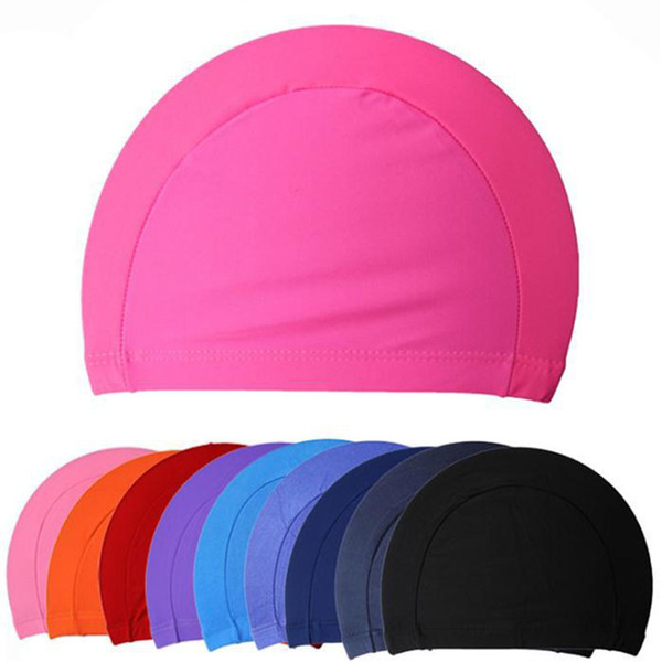 Wholesale- Hot Sale New Summer Unisex Women Men Comfortable Elastic Pure Color Swim Pool Swimming Hat Cap Free Shipping