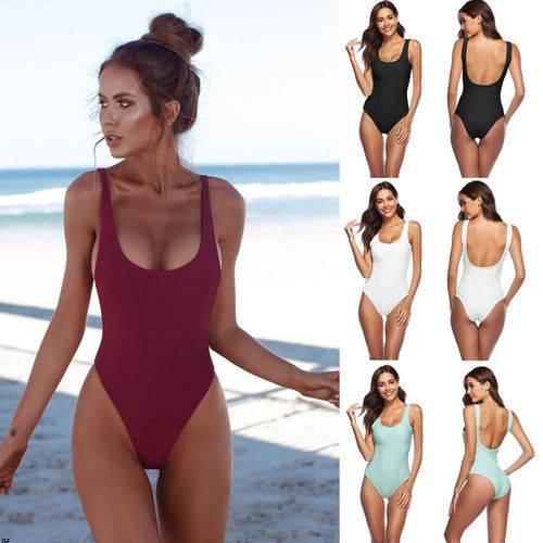 Swimwear One Piece Solid Sexy 2018 Bikini Swimwears Women's Backless Swimwear Beach Summer Wear