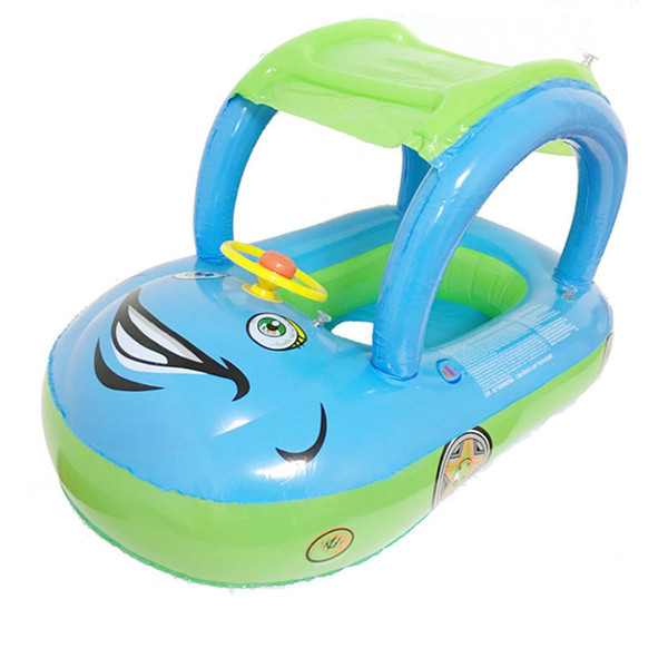 Inflatable Float Swim Ring Kids Summer Cartoon Car with Sunshade Swimming Seat Toddler Water Beach Bath Toys Fashion New