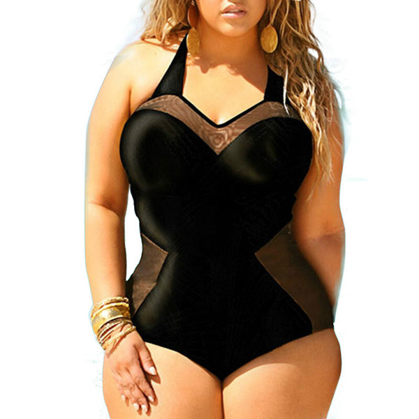 Sexy One Piece Swimsuit Women 2016 New Summer Beachwear Mesh Plus Size Swimwear Bathing Suits High Waisted Monokini Bodysuit