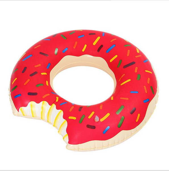 90cm summer swim life bouy Donut Swimming ring Floating Inflatable Swimming Ring Adult Pool Float 2 Colors Strawberry Chocolate raft fot fun