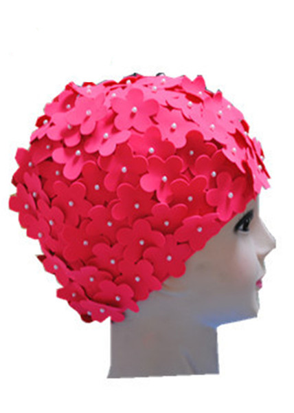 Ladies Petal Flower Vintage Style Swimming Hat Cap Big Size 6 colors Free Shipping