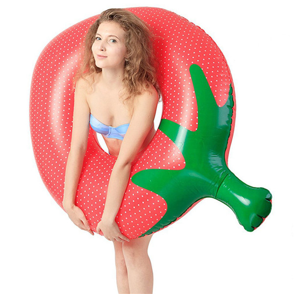 Strawberry Pattern Swimming Ring Giant Pool Float Toy Air Mattress Swimming Float Inflatable Toys For Adult Kids Floating Row