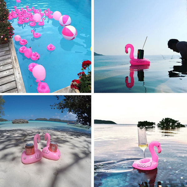 Y4085 6pcs Mini Flamingo Floating Inflatable Boat Cup Holder Phone Holder Drink Holder