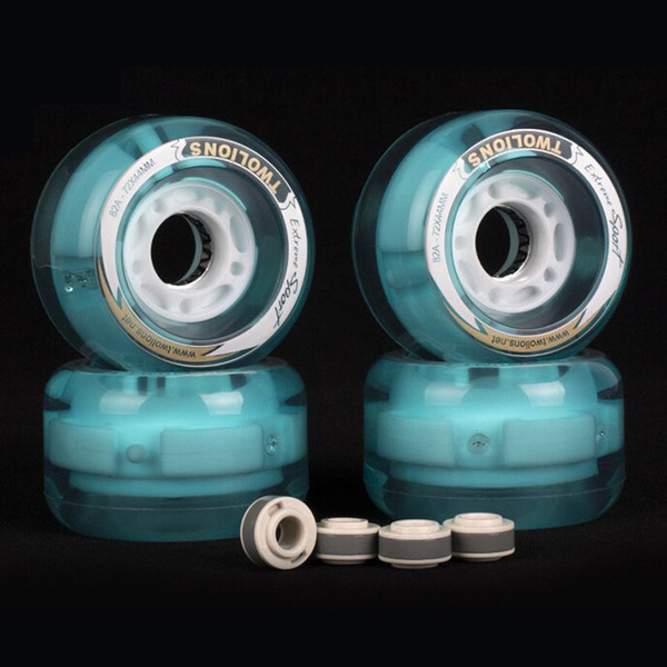 1 Pair TWOLIONS 82A 72x44mm LED Flash Skates Wheels For Drift Skates Board