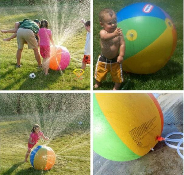 60cm Summer Inflatable Beach Water Ball Outdoor Sports Walking Ball Sprinkler Inflatable Spray Balloon Play In The Water Beach Ball