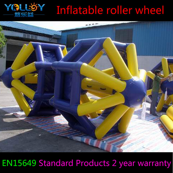 Good idea water game walking roller wheel inflatable roller in commercial grade PVC tarpaulin 5 years lifespan