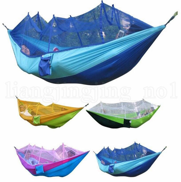 Mosquito Net Hammock 12 Colors 260*140cm Outdoor Parachute Cloth Field Camping Tent Garden Camping Swing Hanging Bed