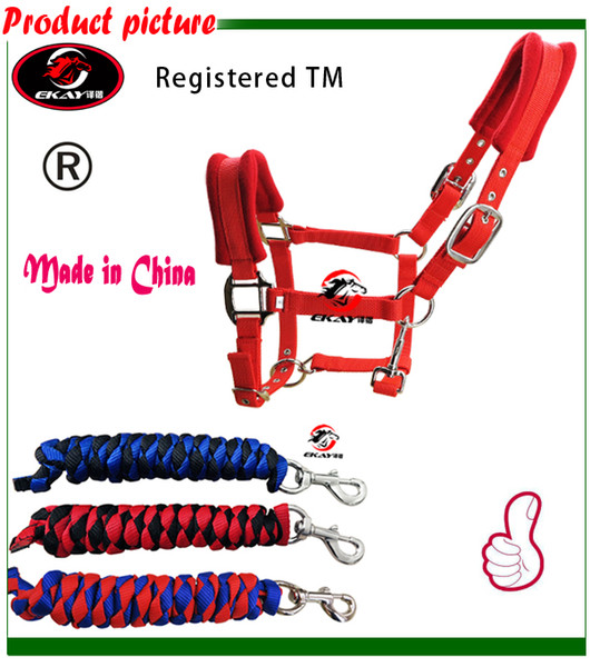 Free shipping horse halter,metal eyelet,Sponge inside cushion ,with a 2.5 meters long horse lead rope.(QY2006B)