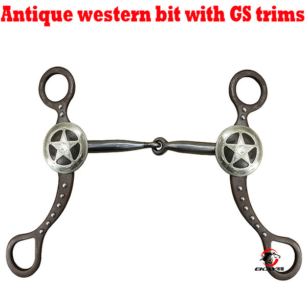 horse product.Free shipping,antique western bit,SS jointed mouthpiece .(QY1144)