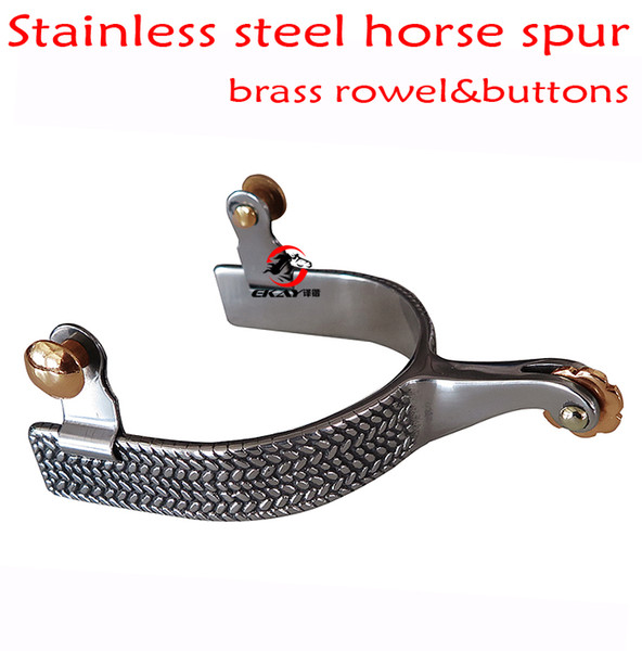 Free shipping ,Stainless steel western horse spur,men's size.horse product.With brass rowel&buttons(SP5128)