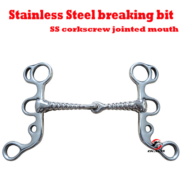 Free shipping,stainless steel horse bit. Corkscrew mouthpiece ,Stainless steel turn cheeks(QY1149)
