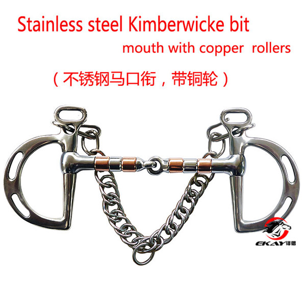 Horse product.Free shipping stainless steel Kimberwicke bit.Jointed mouth with SS&copper rollers.Horse bit.(QY0904)