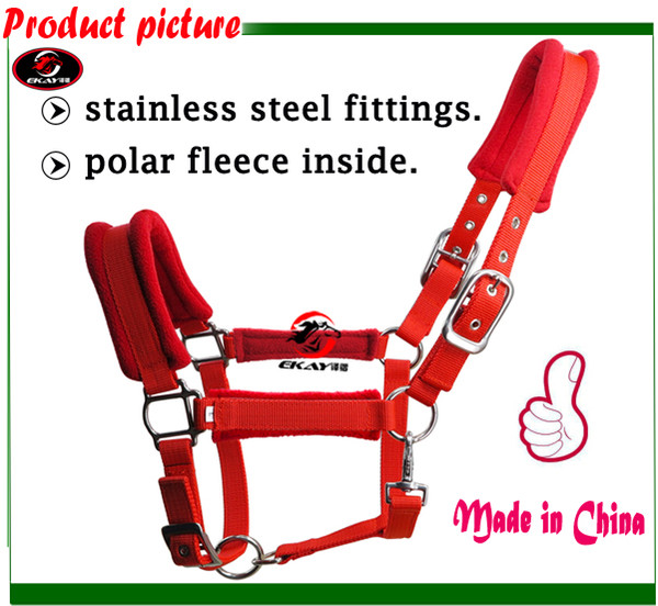 Free shipping horse halter,stainless steel fittings ,very strong and long life,polar fleece inside,soft / comfortabl.(RLT3010B)