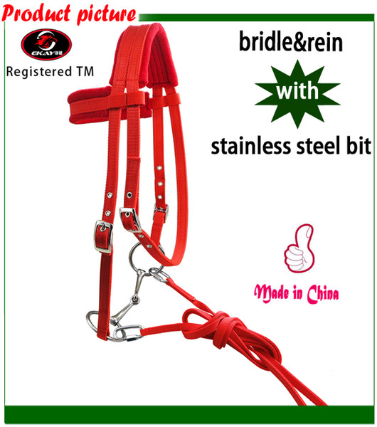 Free shipping horse bridle with separated rein horse halter ,metal eyelet,Stainless steel horse bit,not rust.(QY5002)