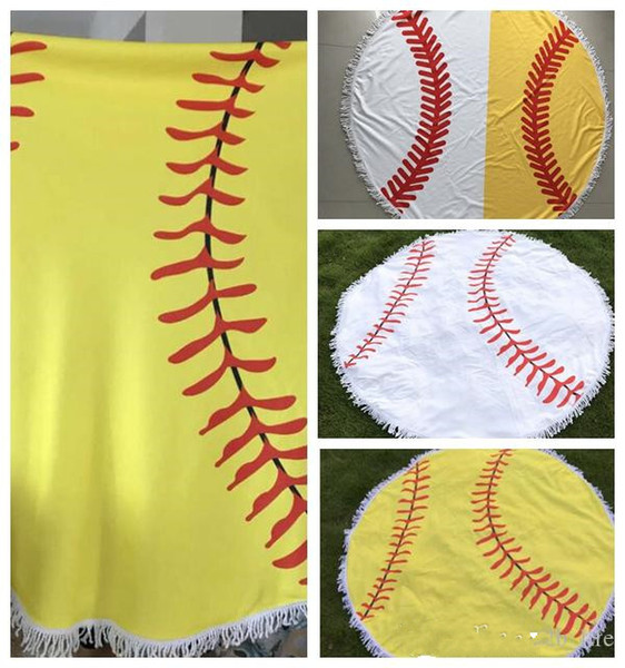 diameter 150cm Baseball Softball Tapestry Beach Towel Round blanket with Tassel Beach Throw round Sports Yoga Mat
