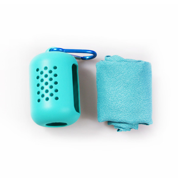 Cooling Quick Towel Camping Hiking Travel outdoor sport riding Foldable cool Microfiber Compressed Quick Dry Towel with Silicone Case
