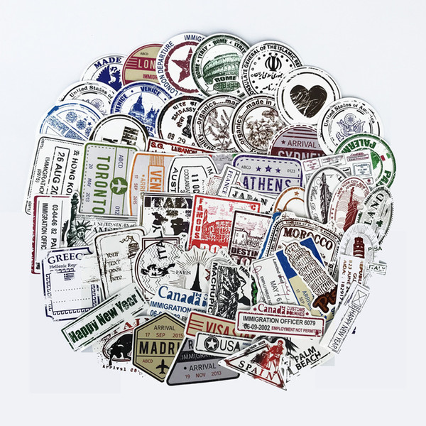 60 Pcs/Lot Retro Postmark Stamp Airline Europe and America Wind Visa Sticker RIMOWA Sticker Suitcase Sticker