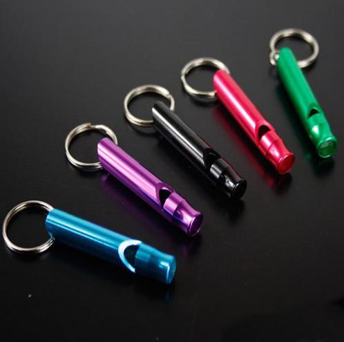Promotional Ultra Light Emergency Survival Aluminum Whistle Key Chain Outdoor Camping Gadgets