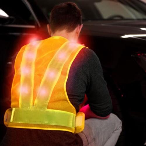 Night Riding Sports Reflective Vest LED Light Night Outdoor Traffic Warning Safety Gear Outdoor Sports Harness Adjustable Jacket Vest Belt