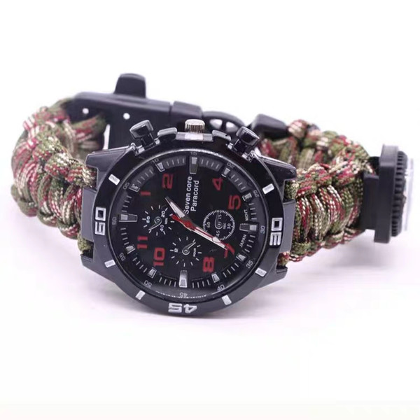New bracele watch cantilever umbrella rope tactical survival compass self defense watch 6 in 1out door special camping