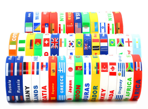 HOT World Cup Sport Wristband Football Fans Silicone Elastic Wrist Band Bracelet Souvenir Wristband party favor