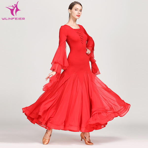 YILINFEIER 1866 Modern Dance Costume Women Ladies Dancewear Waltzing Tango Dancing Dress Ballroom Costume Evening Party Dress