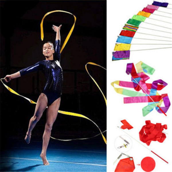 4M Dancing Ribbon Streamer Dance Baton Gym Rhythmic Ribbons with Wand Art Artistic Gymnastics Ballet Rod Stick for Women Girls Kids