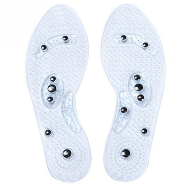 Transparent Silicone Shoe Pad Massage Insole Health Anti-Fatigue 8 Magnets Therapy Elastomer