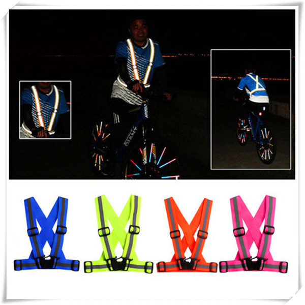 Unisex Adjustable Reflective Vest High Visibility Safety Straps For Jogging Cycling Walking Running Strip Tap Band Vest Jacket
