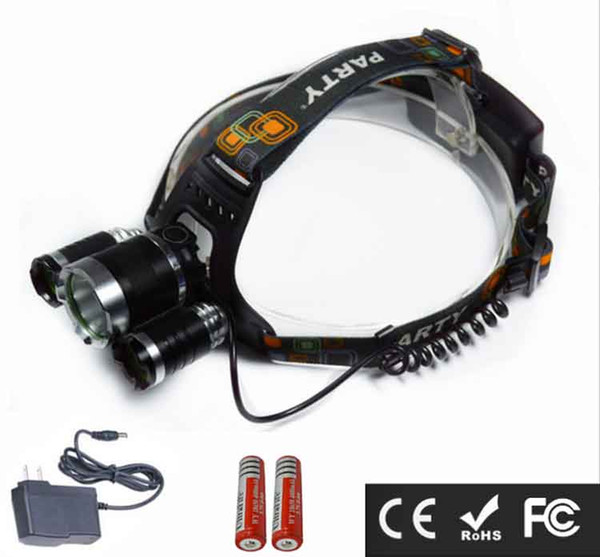 3 Lights Super Bright 3000LM CREE XML T6 lamp 4-mode 18650 Rechargeable Waterproof Camping Hunting Headlamp Headlight Head Torch Lamp