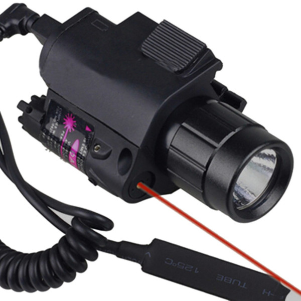 2 in 1 CREE Q5 LED Tactical Insight 300 Lumen Red Laser Flashlight Sight Combo For Pistol Gun 3 Modes For 2X3V CR123A