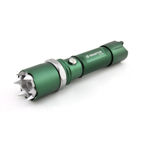 outdoor green pointed attack head mechanical zoom led tactical flashlight aaa self defense